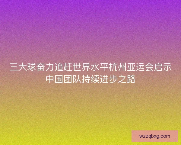 三大球奋力追赶世界水平杭州亚运会启示中国团队持续进步之路